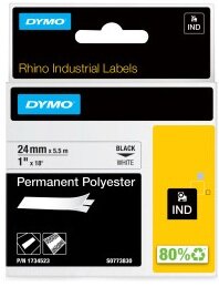 Rhino polyester tape 24mm zwart op wit  1734523