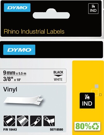Rhino vinyl tape 18443 zwart op wit