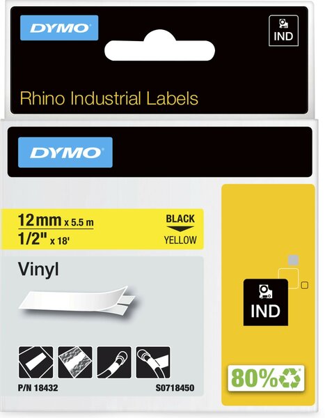 Rhino vinyl tape 18432 zwart op geel