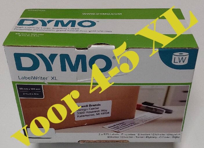 0947420 Dymo Gr.multifunct. 59 X 102mm á 575 stuks voor 4-5 XL