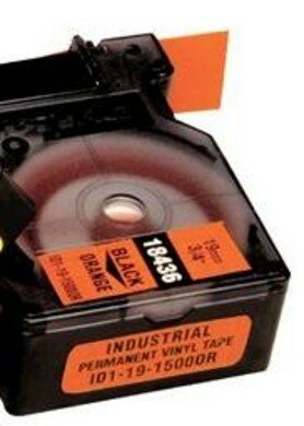 18435 Rhino Vinyl tape 12mm Zwart op Oranje