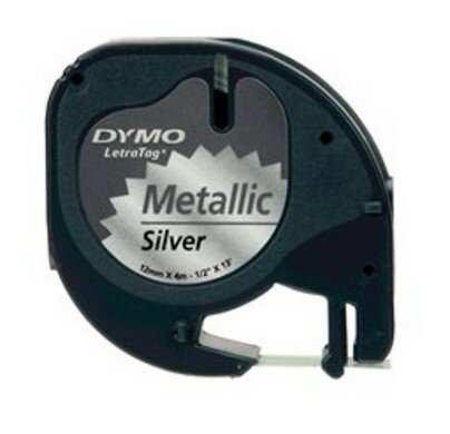 91208 Dymo Letratag tape 12mm Metallic Zilver