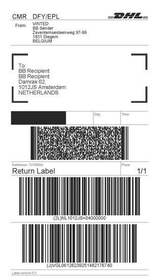 Dymo DHL etiket extra lang