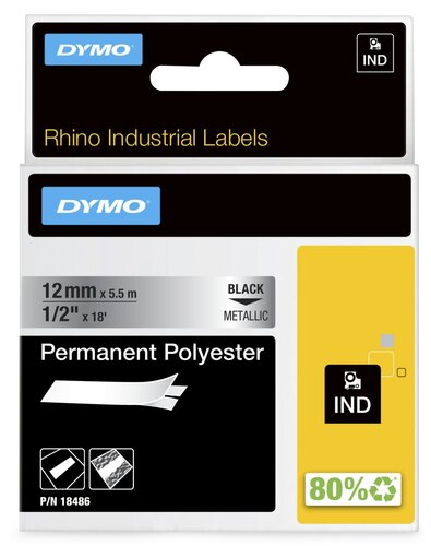 18486 Rhino Polyester tape 12mm Metallic