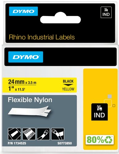 1734525 Rhino Nylon flex 24mm Zwart op Geel