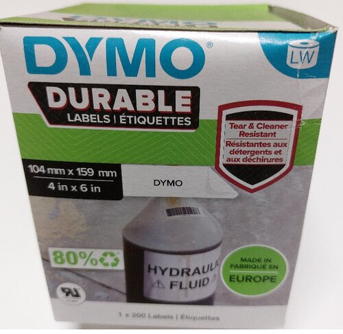 2112287 Dymo Durable 104 X 159mm etiket á 200 stuks voor LW 4-5XL